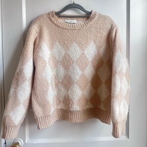 Sandro Beige and White Mohair Sweater